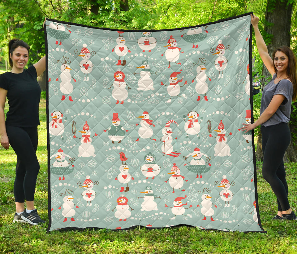Cute Snowman Pattern Premium Quilt