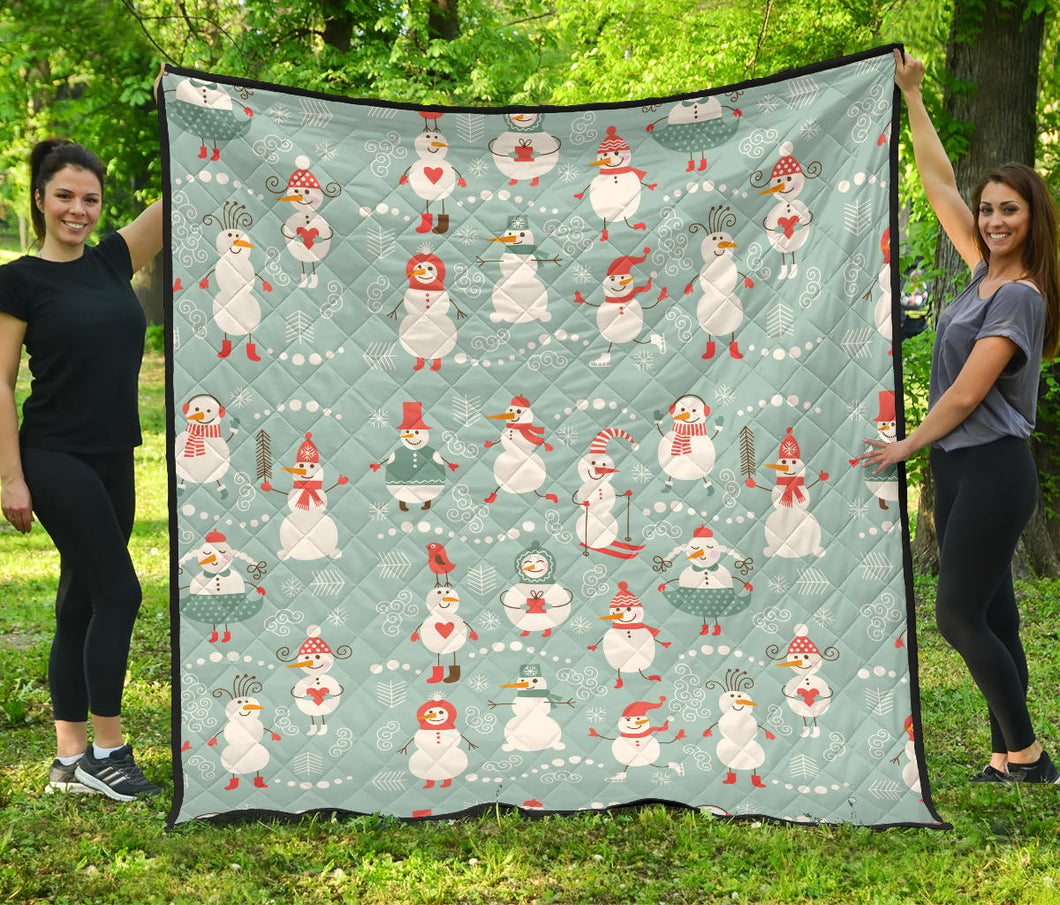 Cute Snowman Pattern Premium Quilt