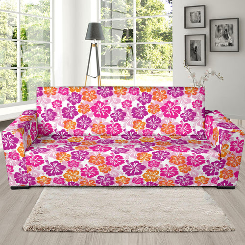 Hibiscus Pattern Print Design 01 Sofa Slipcover