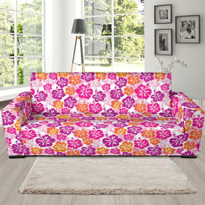 Hibiscus Pattern Print Design 01 Sofa Slipcover