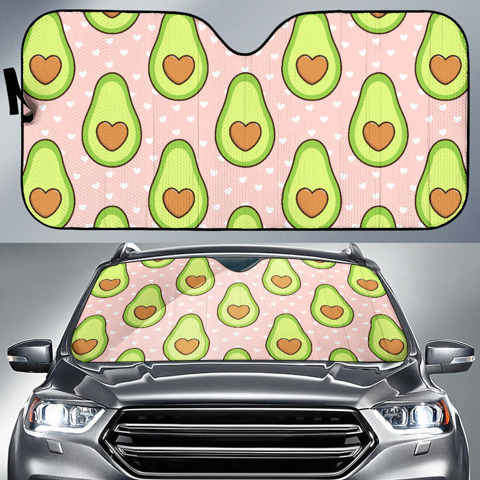 Avocado Heart Pink Background Car Sun Shade