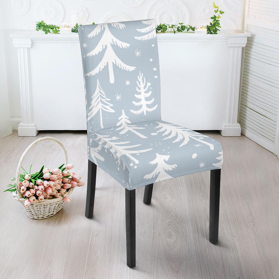 Christmas Tree Winter Forest Pattern Dining Chair Slipcover