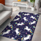 Hand Drawn Cute Unicorn Star Planet Area Rug