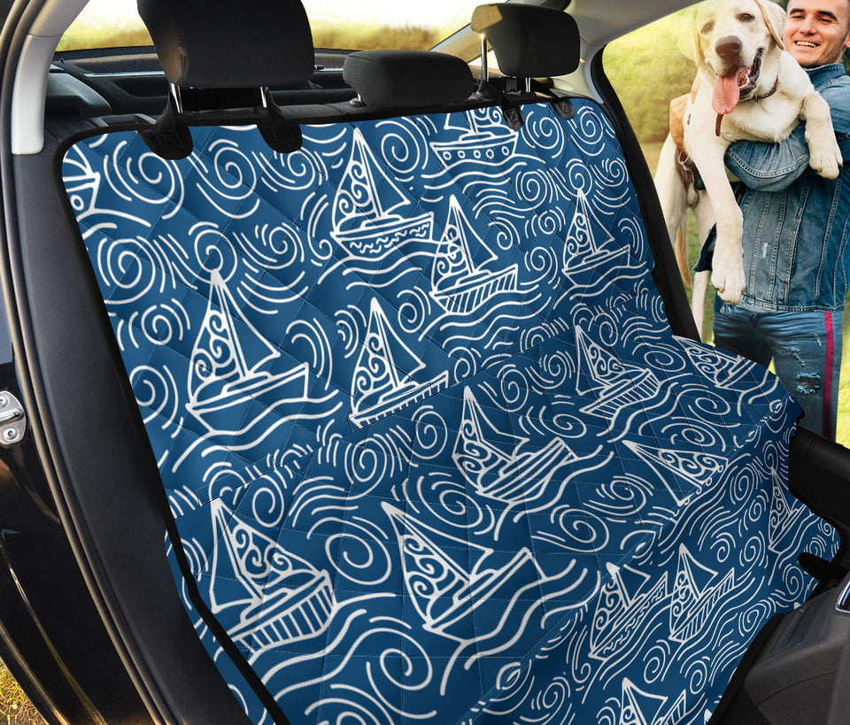 Hand Drawn Sailboat Pattern Dog Car Seat Covers