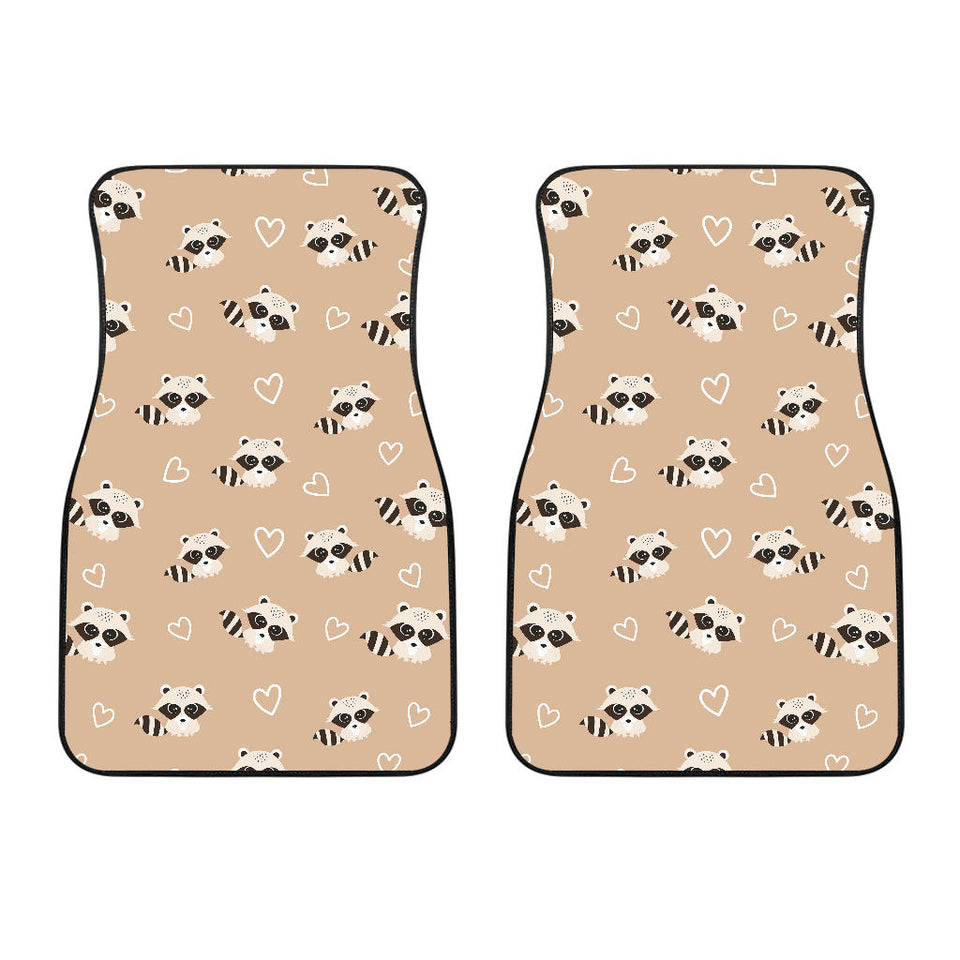 Cute Raccoon Heart Pattern Front Car Mats