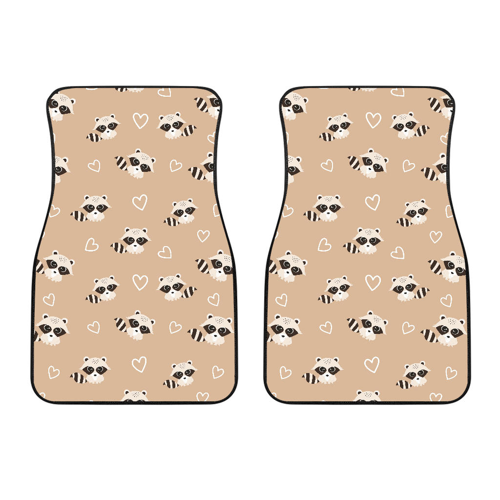 Cute Raccoon Heart Pattern Front Car Mats