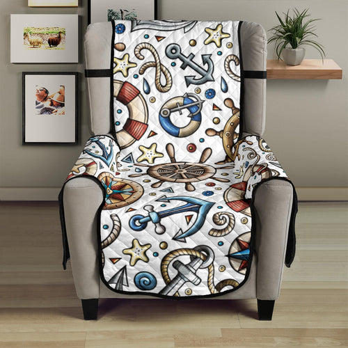 Cute nautical steering wheel anchor pattern Chair Cover Protector