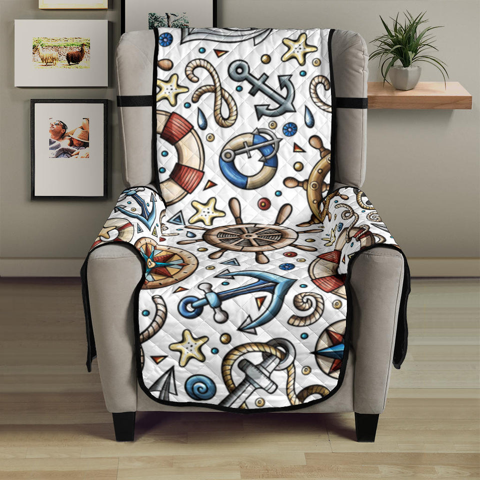 Cute nautical steering wheel anchor pattern Chair Cover Protector
