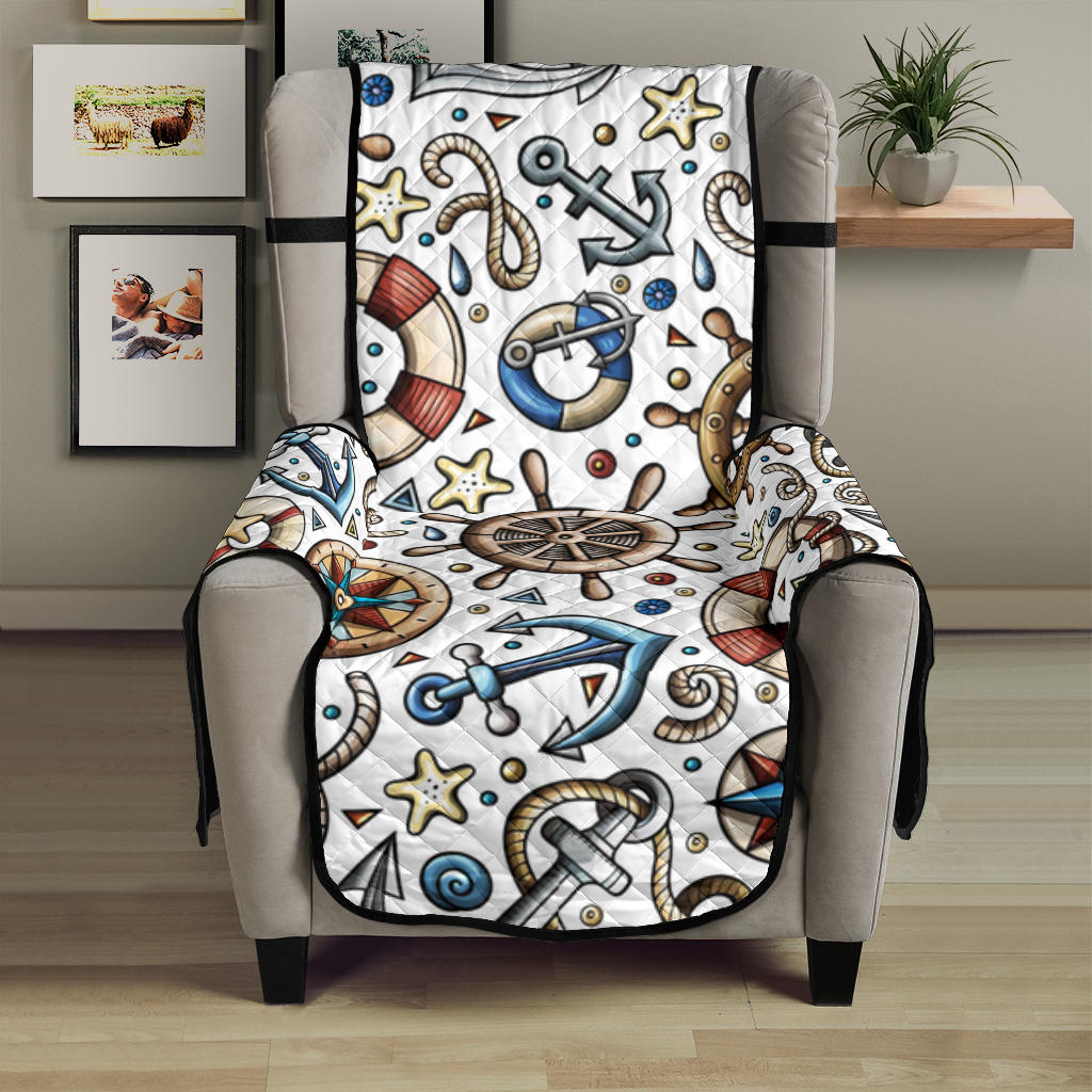 Cute nautical steering wheel anchor pattern Chair Cover Protector