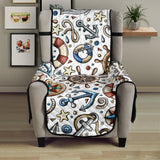 Cute nautical steering wheel anchor pattern Chair Cover Protector