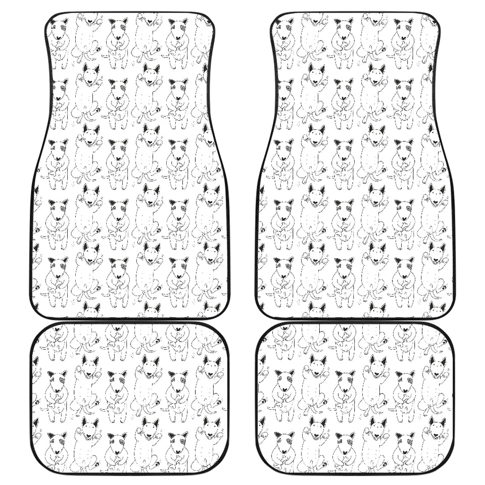 Bull Terrier Pattern Print Design 02 Front and Back Car Mats