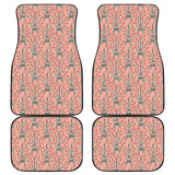 Eiffel Tower Flower Background Pattern Print Design 03 Front and Back Car Mats