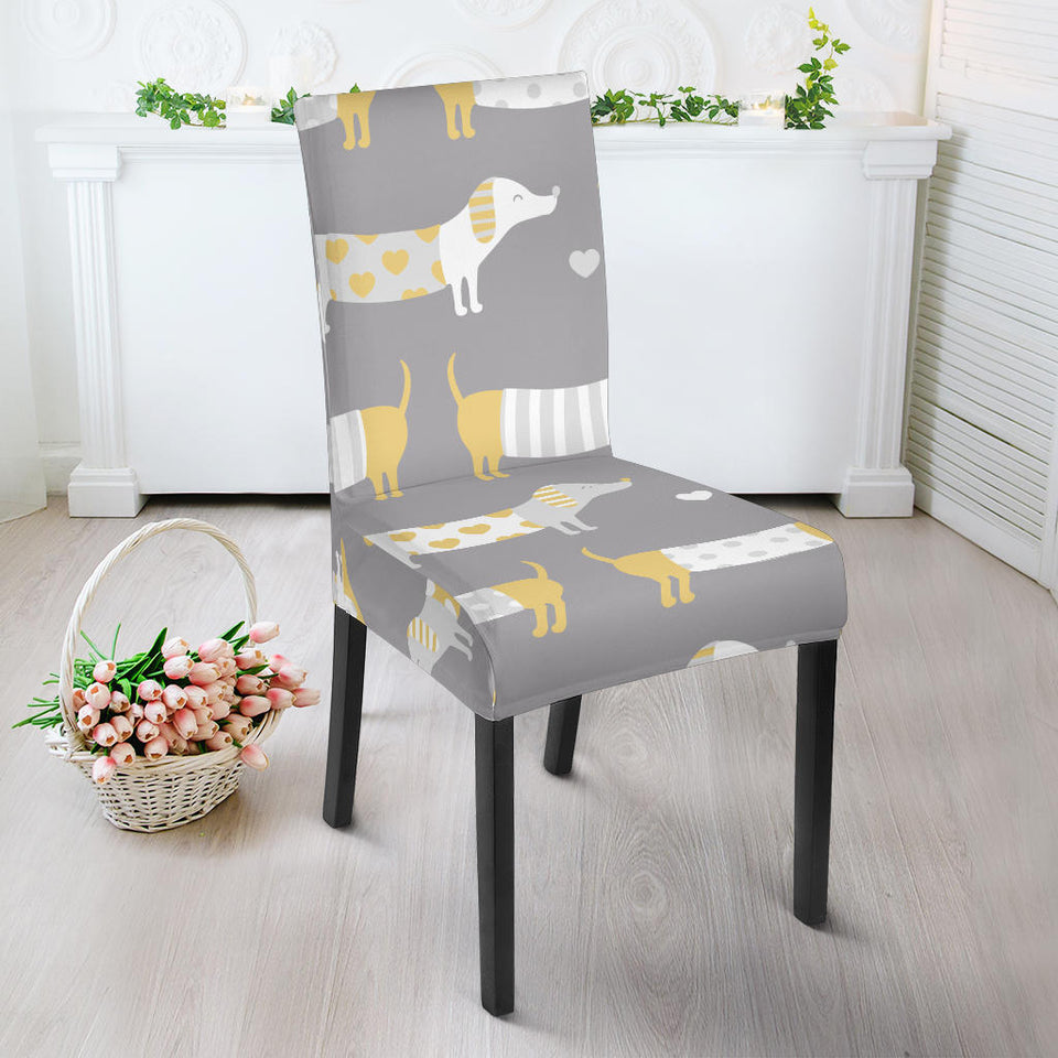 Cute Dachshund Dog Pattern Dining Chair Slipcover