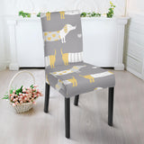 Cute Dachshund Dog Pattern Dining Chair Slipcover