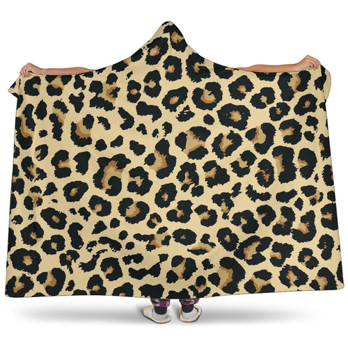 Leopard Print Design Pattern Hooded Blanket