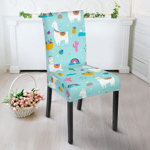 Llama Alpaca Cactus Leaves Pattern Dining Chair Slipcover