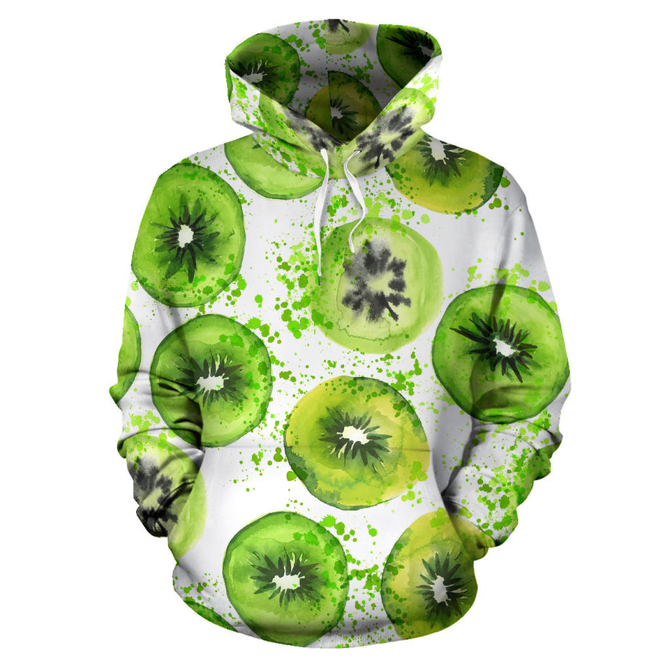 Watercolor Kiwi Pattern Men Women Pullover Hoodie