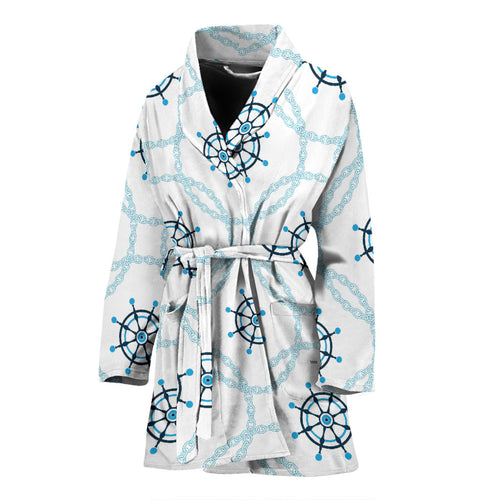 Nautical Steering Wheel Chain Women'S Bathrobe