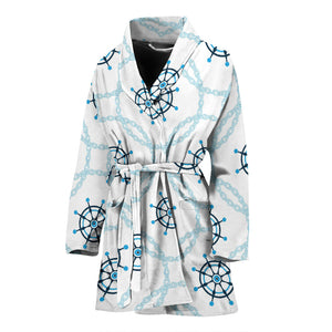 Nautical Steering Wheel Chain Women'S Bathrobe