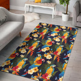 Colorful Parrot Flower Pattern Area Rug