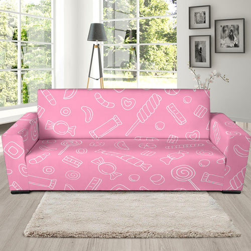Sweet Candy Pink Background Sofa Slipcover