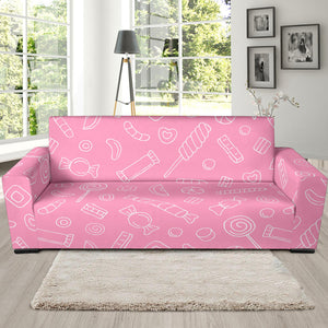 Sweet Candy Pink Background Sofa Slipcover