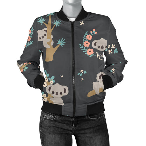 Cute Koala Pattern Women'S Bomber Jacket