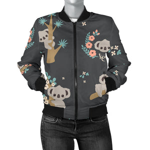 Cute Koala Pattern Women'S Bomber Jacket