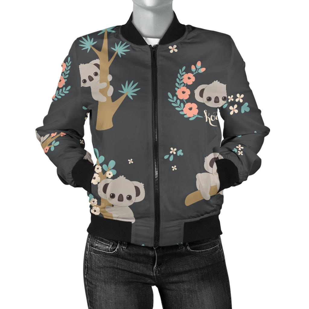 Cute Koala Pattern Women'S Bomber Jacket