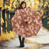 Pink Sakura Cherry Blossom Drak Brown Background Umbrella