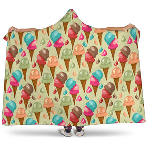 Colorful Ice Cream Pattern Hooded Blanket