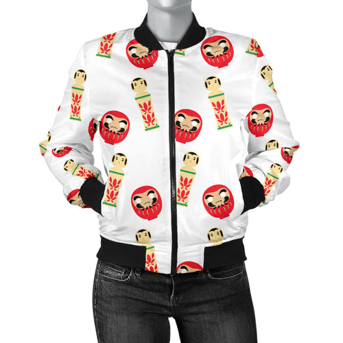 Daruma Japanese Wooden Doll Women'S Bomber Jacket