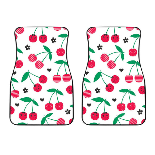Cherry Pattern White Background  Front Car Mats