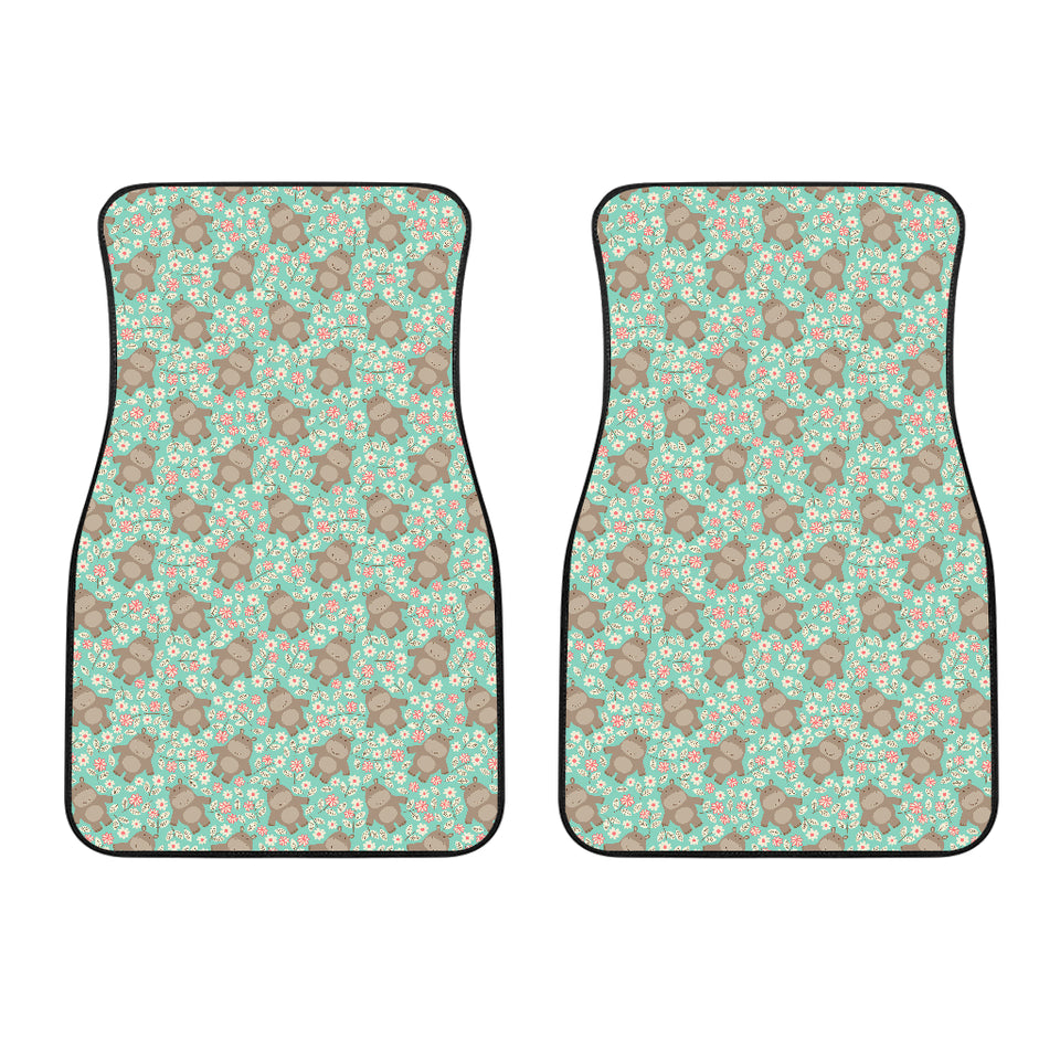 Hippopotamus Pattern Print Design 02 Front Car Mats