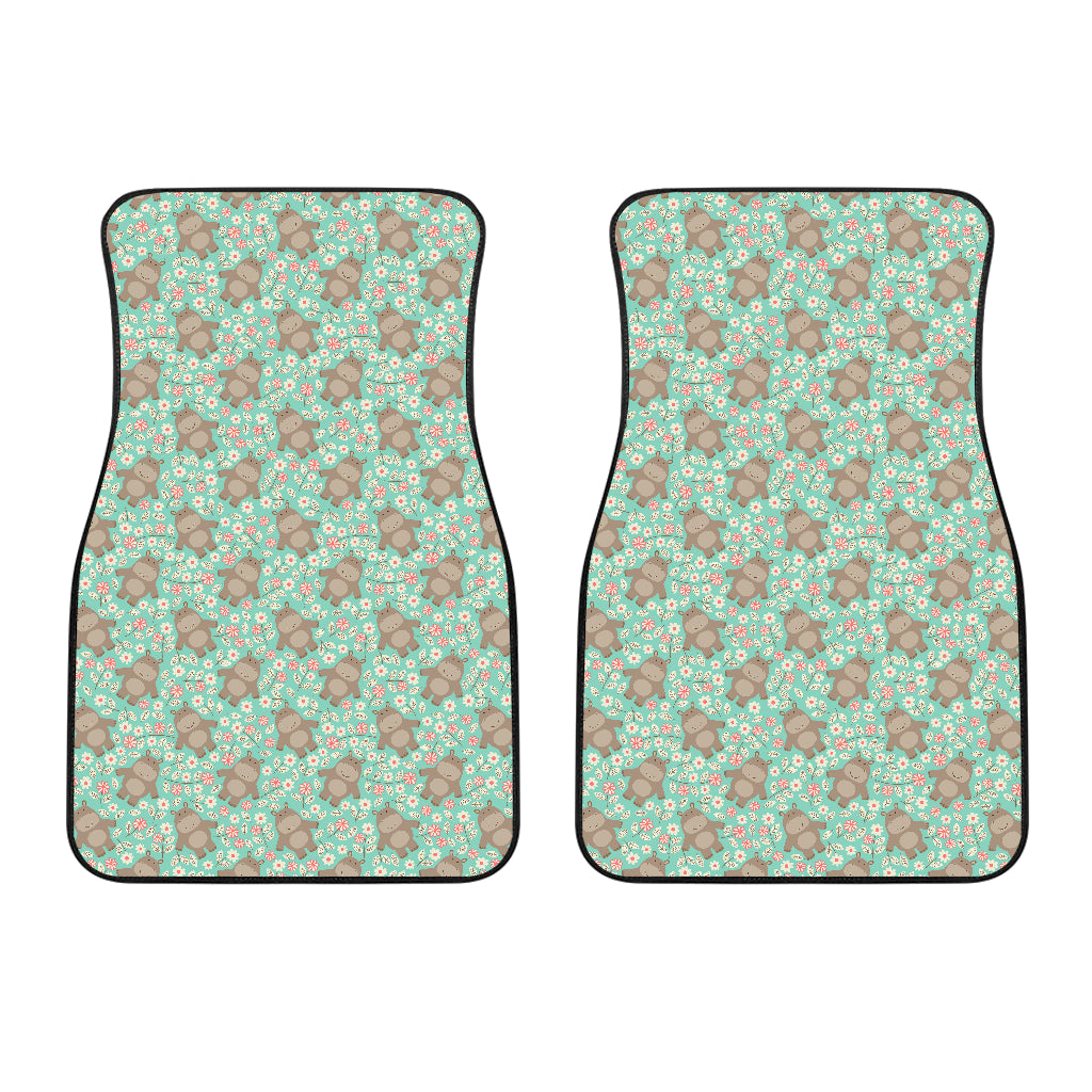 Hippopotamus Pattern Print Design 02 Front Car Mats