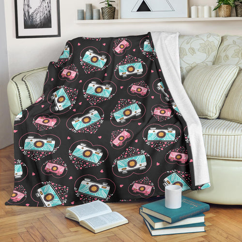 Camera Pattern Print Design 04 Premium Blanket
