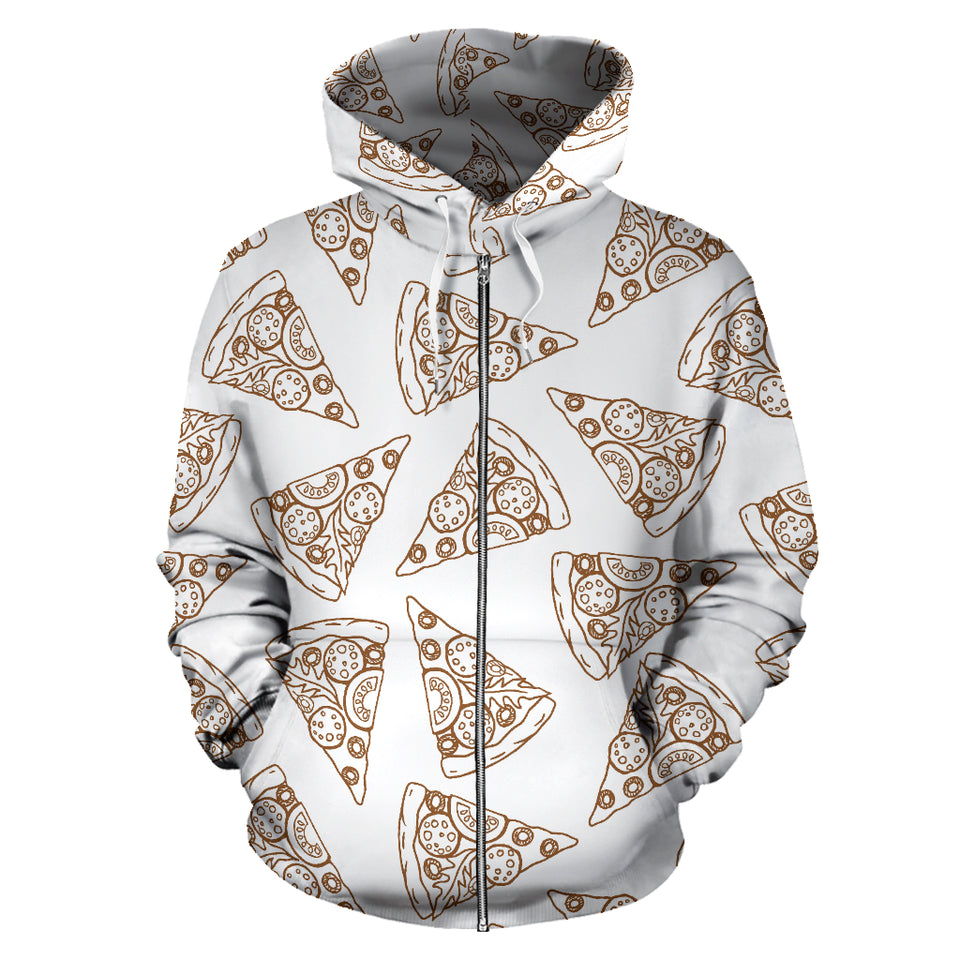 Hand Drawn Pizza Pattern Zip Up Hoodie