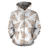 Hand Drawn Pizza Pattern Zip Up Hoodie