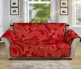 Gold dragons red background Sofa Cover Protector