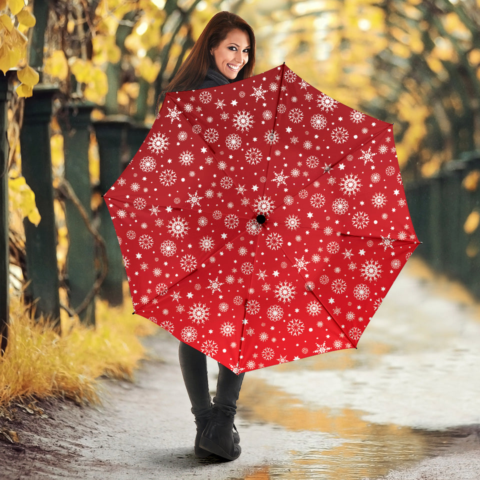 Snowflake Pattern Red Background Umbrella