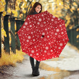 Snowflake Pattern Red Background Umbrella