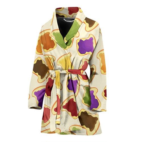 Bread Toast Pattern Print Design 02 Women's Bathrobe