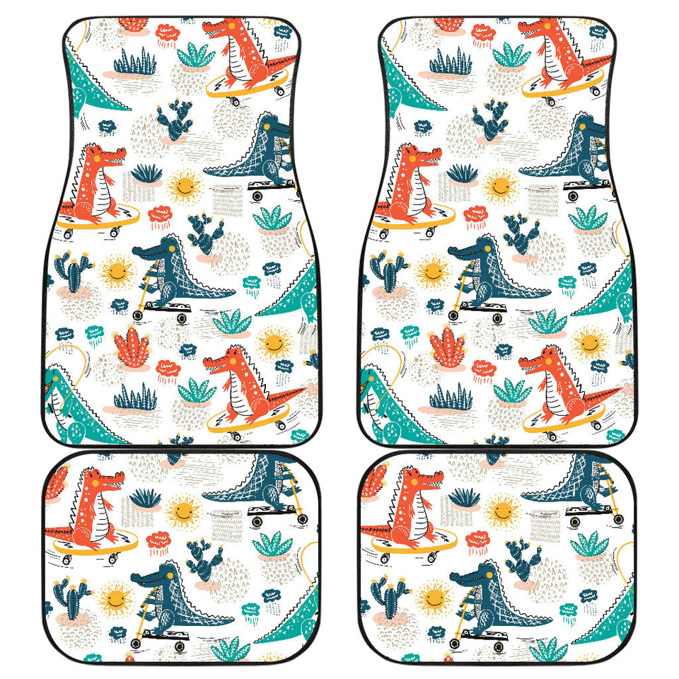 Cute Crocodile Pattern Front And Back Car Mats
