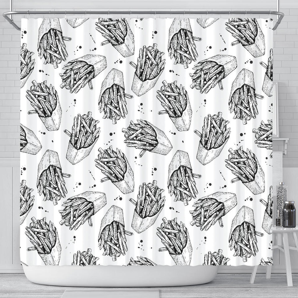 Hand Drawn French Fries Pattern Shower Curtain Fulfilled In US