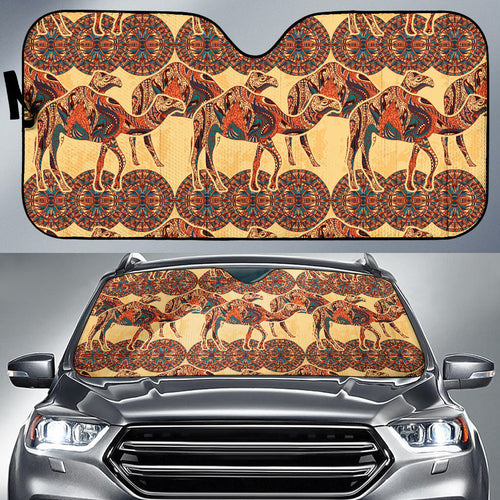 Camel Polynesian Tribal Design Pattern Car Sun Shade