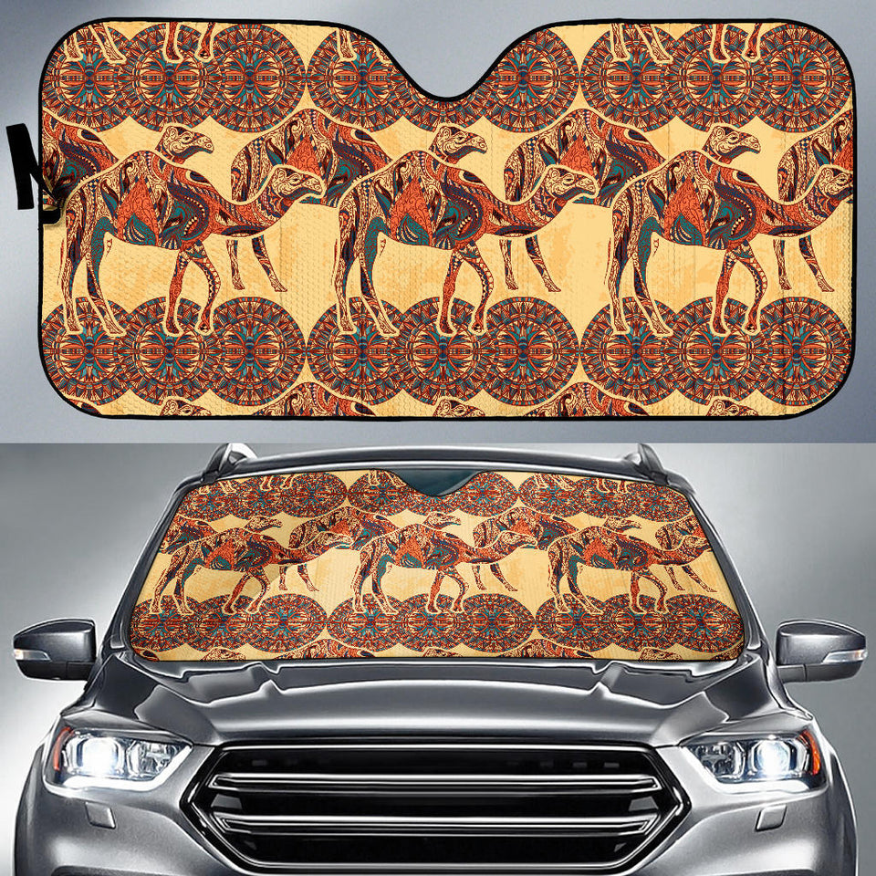 Camel Polynesian Tribal Design Pattern Car Sun Shade