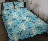 Blue starfish coral reef pattern Quilt Bed Set