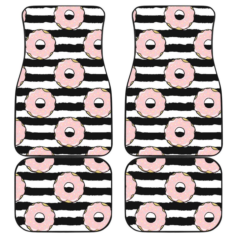 Donuts Pink Icing Striped Pattern Front And Back Car Mats