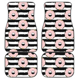 Donuts Pink Icing Striped Pattern Front And Back Car Mats