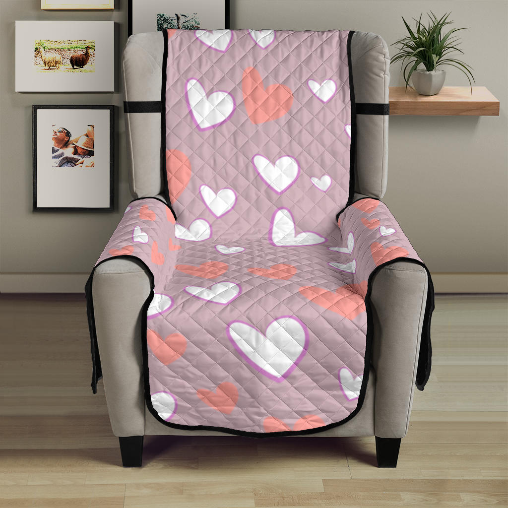 coral white heart pattern Chair Cover Protector